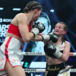 Savannah Marshall retains her WBO Middleweight Title with a stunning third round knock out against Femke Hermans in Newcastle last night. Photo Credit: Boxxer