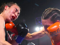 Mikaela Mayer proved too much for Jennifer Han and remains undefeated junior lightweight world champion. Photo Credit: Top Rank Boxing.