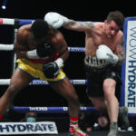 Michael Likalu contest against Carl Turney in the 4th after a Turney suffered a cut to give Likalu a TKO win. Photo Credit: Boxxer.