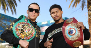 Oscar Valdez and Shakur Stevenson meet in a two-belt unification showdown in Las Vegas on Saturday Photo Credit: Mikey Williams via Getty Images