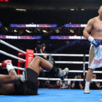 Zhang Zhilei knocked out Scott Alexander in the first round of a heavyweight fight at T-Mobile Arena in Las Vegas. Photo Credit: Ed Mulholland/Matchroom.