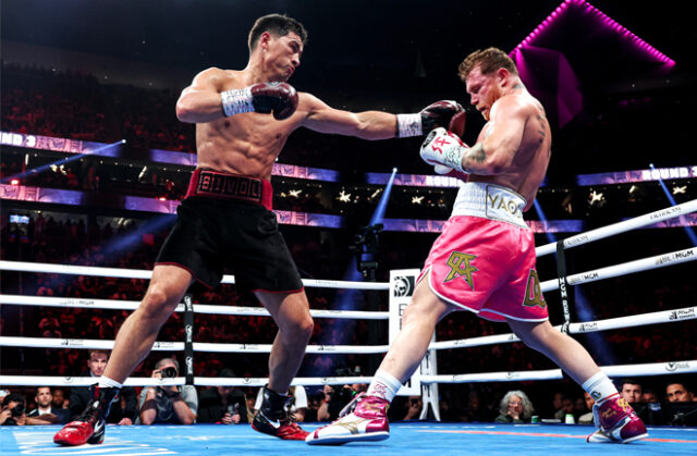 Dmitry Bivol won the biggest fight of his career seeing off Canelo Alvarez to remain undefeated. Photo Credit: DAZN (Twitter)