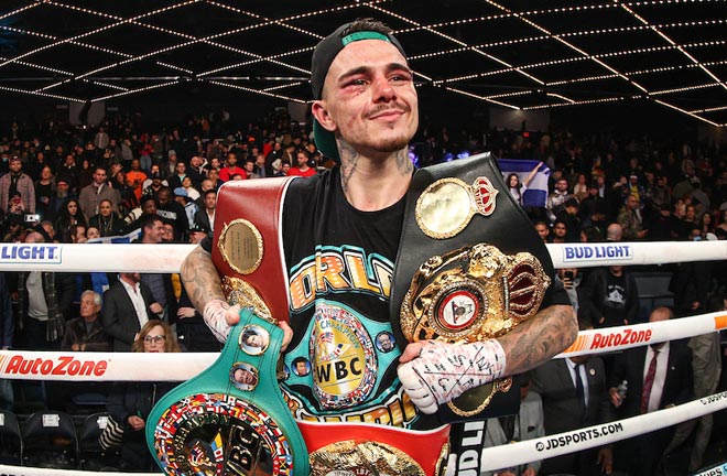 Kambosos Jr puts his WBA 'super', IBF, WBO and WBC franchise lightweight belts on the line Photo Credit: Ed Mulholland/Matchroom