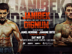 Janibek Alimkhanuly faces Danny Dignum for the WBO Interim middleweight title in Las Vegas on Saturday Photo Credit: Top Rank Boxing
