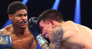 Shakur Stevenson defeats Oscar Valdez via Unanimous Decision to become the new Unified Super Featherweight Word Champion. Photo Credit: Top Rank Boxing.