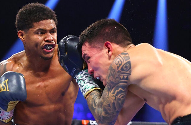 Shakur Stevenson defeats Oscar Valdez via Unanimous Decision to become the new Unified Super Featherweight Word Champion. Photo Credit: Top Rank Boxing.