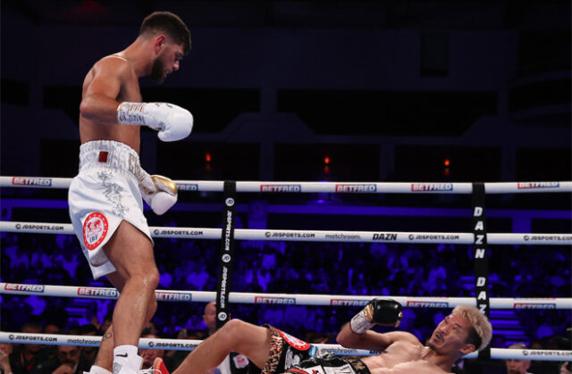 Joe Cordina produced a stunning second round knockout of Kenichi Ogawa to become world champion in Cardiff on Saturday Photo Credit: Mark Robinson/Matchroom Boxing