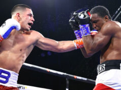 Edgar Berlanga overcame Alexis Angulo on points in New York Photo Credit: Mikey Williams / Top Rank via Getty Images