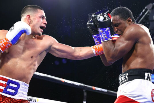 Edgar Berlanga overcame Alexis Angulo on points in New York Photo Credit: Mikey Williams / Top Rank via Getty Images