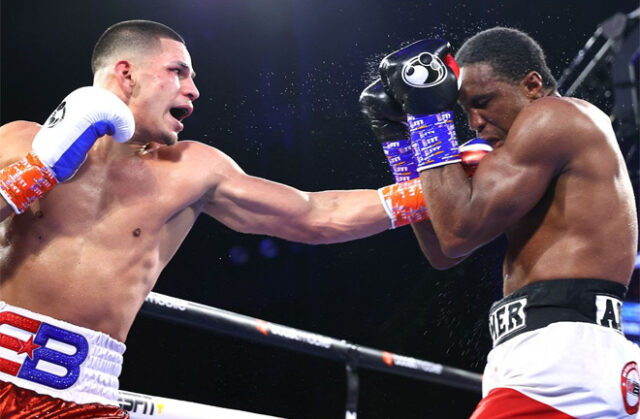 Edgar Berlanga overcame Alexis Angulo on points in New York Photo Credit: Mikey Williams / Top Rank via Getty Images