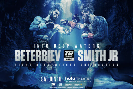 Artur Beterbiev faces Joe Smith in a WBC, IBF and WBO light heavyweight unification showdown in New York on Saturday Photo Credit: Top Rank Boxing