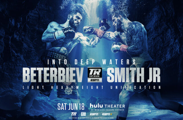 Artur Beterbiev faces Joe Smith in a WBC, IBF and WBO light heavyweight unification showdown in New York on Saturday Photo Credit: Top Rank Boxing