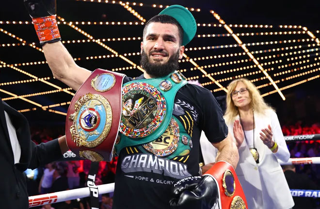 Beterbiev now holds the WBC, IBF and WBO light heavyweight titles Photo Credit: Mikey Williams / Top Rank via Getty Images