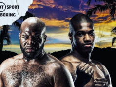 Trevor Bryan battles Daniel Dubois for the WBA 'regular' heavyweight championship in Miami on Saturday Photo Credit: BT Sport
