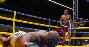 Daniel Dubois demolished Trevor Bryan in the fourth round to take the WBA world heavyweight title over in Miami. Photo Credit: Frank Warren.