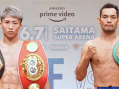 Naoya Inoue faces Nonito Donaire in a three-belt bantamweight title unification rematch in Japan on Tuesday Photo Credit: Naoki Fukuda