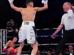 Liam Davies becomes a British Champion in his home town with a unanimous decision victory over Marc Leach who hit the canvas in the second round. Photo Credit: Frank Warren Twitter.