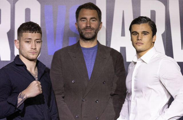 Liam Paro and Brock Jarvis pictured at the first press conference ahead of their fight in Australia in September Photo Credit: Darren Burns/Matchroom Boxing