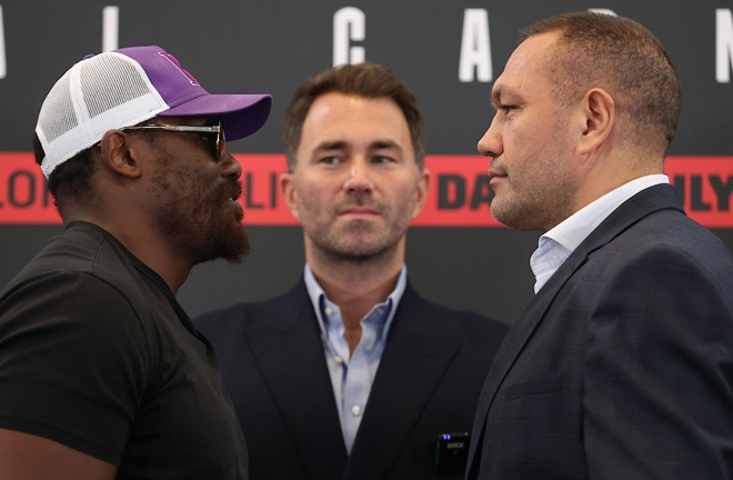 Pulev came face-to-face with Chisora at Friday's press conference ahead of their rematch on July 9 Photo Credit: Mark Robinson/Matchroom Boxing