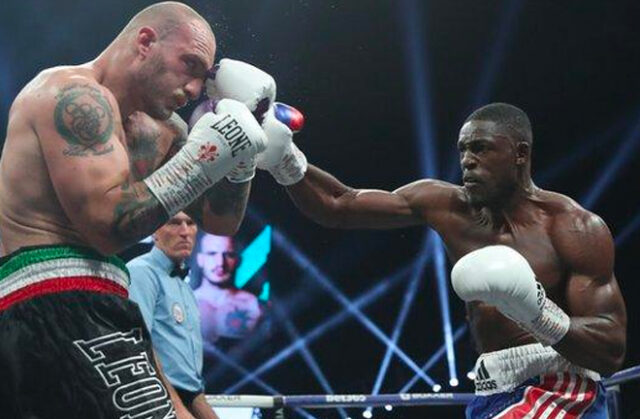 Richard Riakporhe defeats Fabio Turchi inside 2 rounds. Photo Credit: Lawrence Lustig - Boxxer.