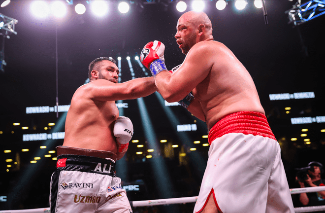 Ali Eren Demirezen (17-1, 12 KOs) scored a career-best victory via a unanimous decision (97-93 twice, 96-94) over Polish star and Brooklyn fan-favorite Adam Kownacki (20-3, 15 KOs) after 10 rounds of heavyweight action. Photo Credit: Amanda Westcott/SHOWTIME.