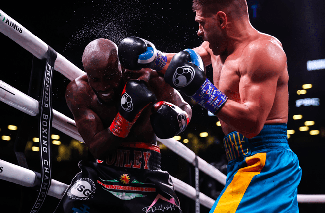 Sergiy Derevyanchenko (14-4, 10 KOs) cruise to a unanimous decision over Joshua Conley (17-4-1, 11 KOs) by scores of 99-91 twice and 98-92 after 10 rounds. Photo Credit: Amanda Westcott/SHOWTIME.