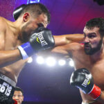 Italian Olympian Vianello returned from a nearly 13-month layoff and didn’t skip a beat, lacing Rios with combinations until the finish came at the end of round four. Photo Credit: Top Rank Boxing