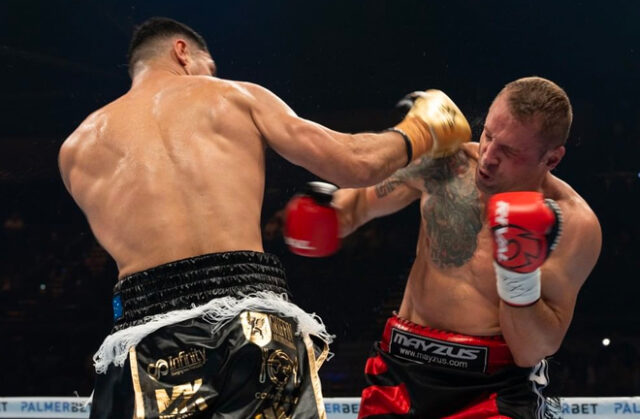 Jai Opetaia becomes IBF world champion after going the full 12-rounds with Mairis Briedis. Photo Credit: D&L Events Boxing Instagram @dandlevent