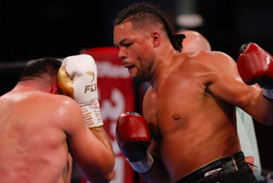Joe Joyce landed four knockdowns continuing his winning streak against Christian Hammer after almost a year out of the ring. Photo Credit: Frank Warren Official (Instagram).