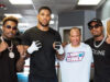 Anthony Joshua alongside Ronnie Shields and the Charlo brother in the USA last year
