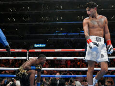 Ryan Garcia knocked out Javier Fortuna in the sixth round of their clash in Los Angeles on Saturday Photo Credit: DAZN Boxing Twitter
