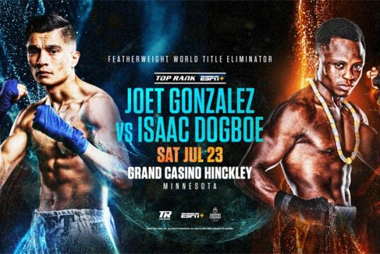 Joet Gonzalez faces Isaac Dogboe in a featherweight world title eliminator in Minnesota on Saturday Photo Credit: Top Rank