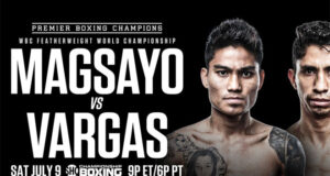 Mark Magsayo makes a maiden defence of his WBC featherweight world title against Rey Vargas in San Antonio on Saturday Photo Credit: Premier Boxing Champions