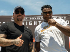 Andy Ruiz Jr collides with Luis Ortiz in Los Angeles on Saturday Photo Credit: Ryan Hafey / Premier Boxing Champions