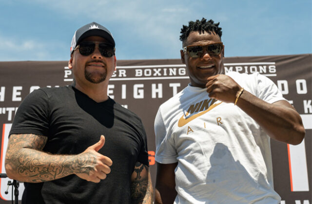 Andy Ruiz Jr collides with Luis Ortiz in Los Angeles on Saturday Photo Credit: Ryan Hafey / Premier Boxing Champions