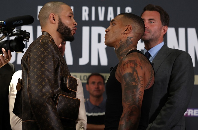 Eubank Jr and Benn face-to-face at the first press conference Photo Credit: Ian Walton/Matchroom Boxing