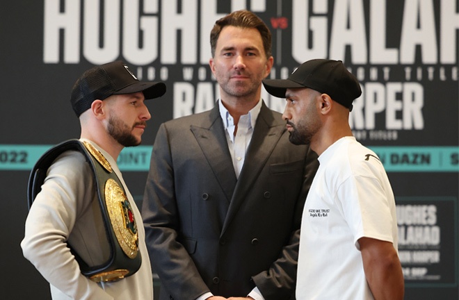 Hughes and Galahad came face-to-face at Thursday's press conference Photo Credit: Mark Robinson/Matchroom Boxing