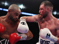 Maxi Hughes saw off Kid Galahad to successfully his IBO World Lightweight. Photo Credit: Matchroom Boxing