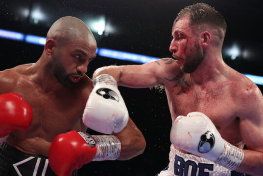Maxi Hughes saw off Kid Galahad to successfully his IBO World Lightweight. Photo Credit: Matchroom Boxing