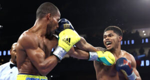 Shakur Stevenson Defeats Robson Conceição in Newark. Photo Credit: Mikey Williams / Top Rank via Getty Images