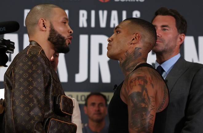 Eubank Jr and Benn face-to-face at the first press conference Photo Credit: Ian Walton/Matchroom Boxing