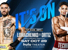 Vasiliy Lomachenko takes on Jamaine Ortiz in New York on Saturday Photo Credit: Top Rank Boxing