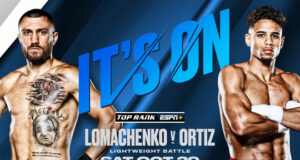 Vasiliy Lomachenko takes on Jamaine Ortiz in New York on Saturday Photo Credit: Top Rank Boxing