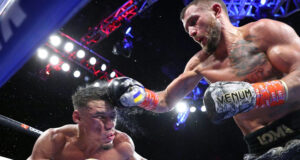 Despite it not being the dominant performance many expected, Vasily Lomachenko rallied in the late rounds to edge Jamaine "The Technician" Ortiz (16-1-1, 8 KOs) by unanimous decision (115-113, 116-112 and 117-111). Photo Credit: Mikey Williams/Top Rank.