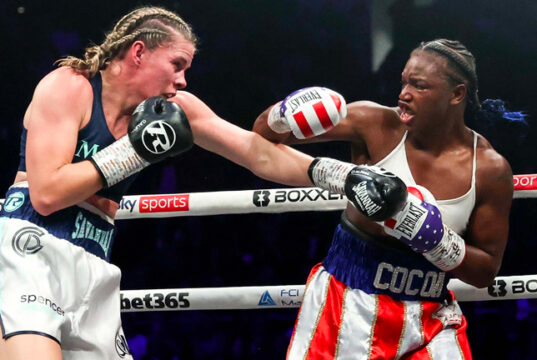Claressa Sheilds took a unanimous decision victory over Savannah Marshall last night at the O2 Arena in London to become the Women's Undisputed Middleweight Champion. Photo Credit: Sky Sports