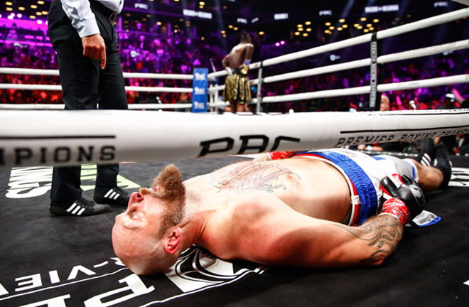 Wilder knocked Helenius out cold in Brooklyn Photo Credit: Stephanie Trapp/TGB Promotions