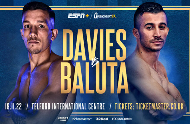 Liam Davies faces Ionut Baluta for the European super bantamweight title in Telford on Saturday Photo Credit: Top Rank Boxing