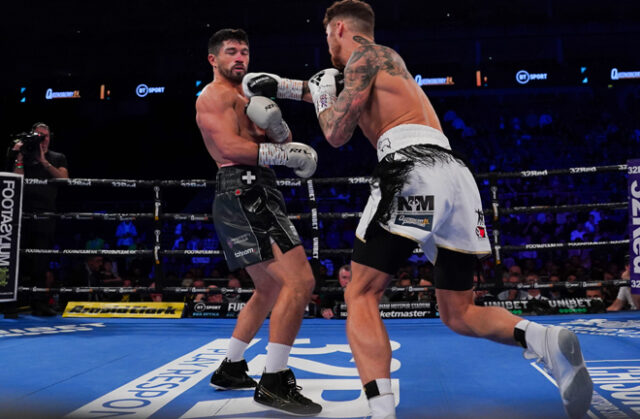 John Ryder secured the Interim WBO middleweight title at the O2 Arena London after Zach Parker had to retire at the end of the fourth round. Photo Credit: Queensberry Promotions.