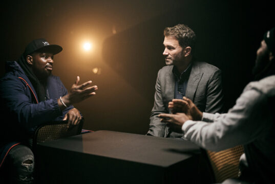 Dillian Whyte and Jermaine Franklin traded words during their face off Photo Credit: Mark Robinson/Matchroom Boxing