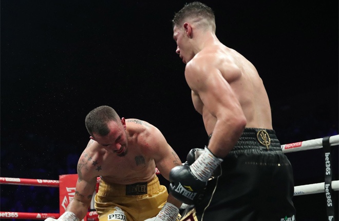 Billam-Smith scored a knockout of the year contender over Xhoxhaj Photo Credit: Lawrence Lustig/BOXXER